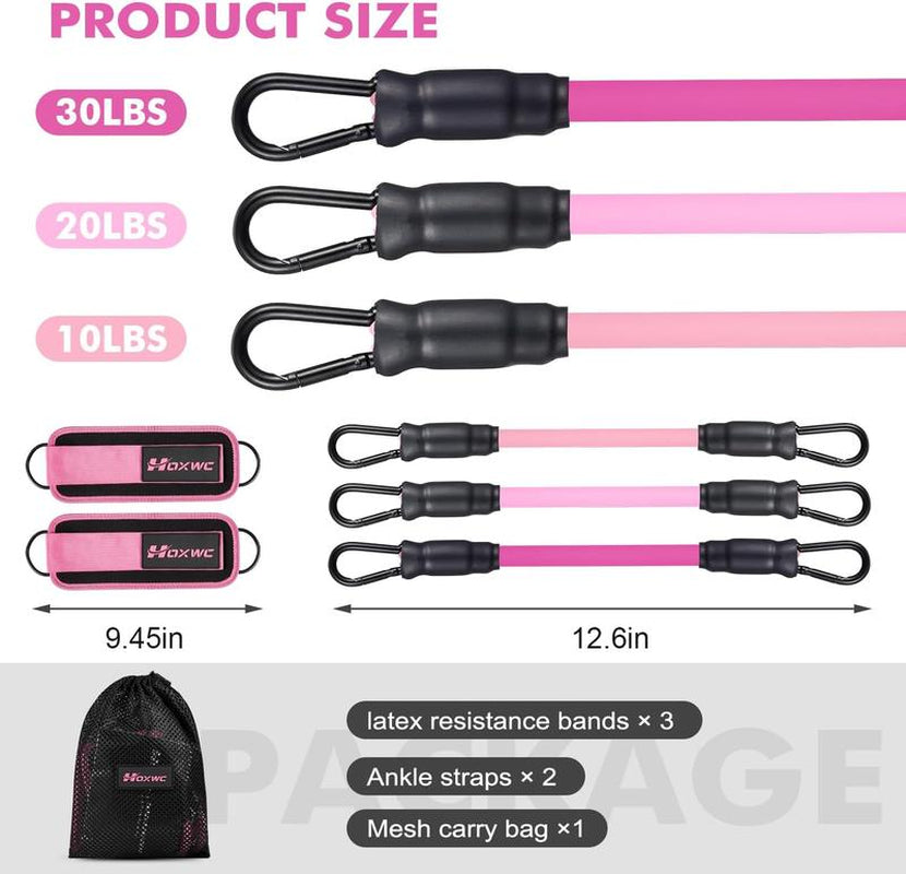 Ultimate Ankle Resistance Band Set - 3 Resistance Bands, 2 Adjustable Ankle Straps & Carry Bag for Effective Leg & Hip Workouts - Perfect Gift for Fitness Enthusiasts!