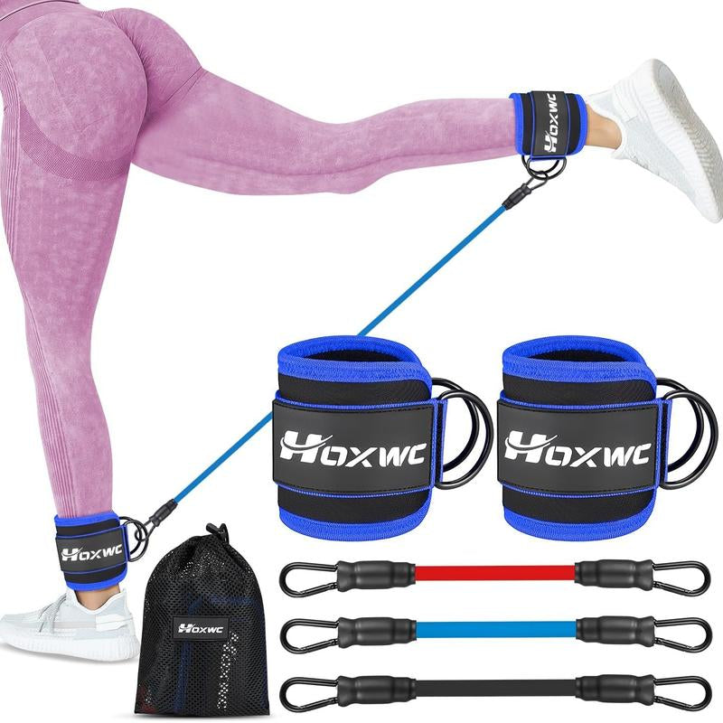 Ultimate Ankle Resistance Band Set - 3 Resistance Bands, 2 Adjustable Ankle Straps & Carry Bag for Effective Leg & Hip Workouts - Perfect Gift for Fitness Enthusiasts!