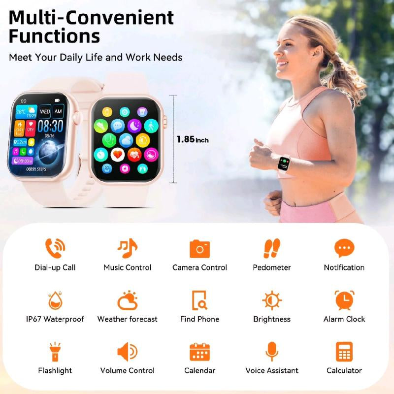 Elevate Your Fitness and Connectivity with the 2024 1.85-Inch Smartwatch - Stylish Silicone Fitness Tracker for Men and Women