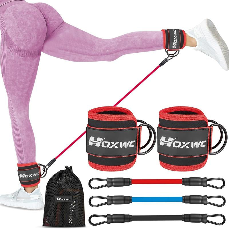 Ultimate Ankle Resistance Band Set - 3 Resistance Bands, 2 Adjustable Ankle Straps & Carry Bag for Effective Leg & Hip Workouts - Perfect Gift for Fitness Enthusiasts!